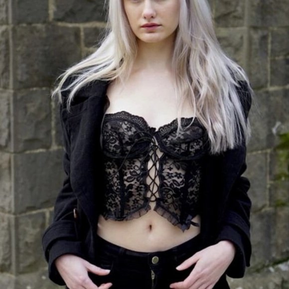 Black Lace Floral Corset Top New - Picture 11 of 11